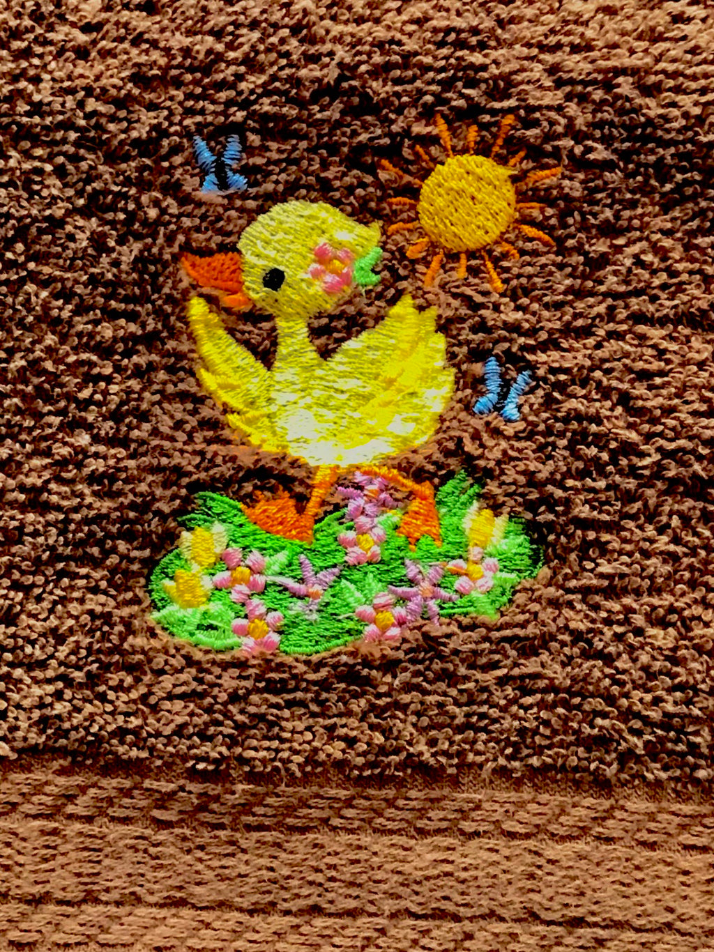 Sunny Day Duckling Embroidered Hand Towel
