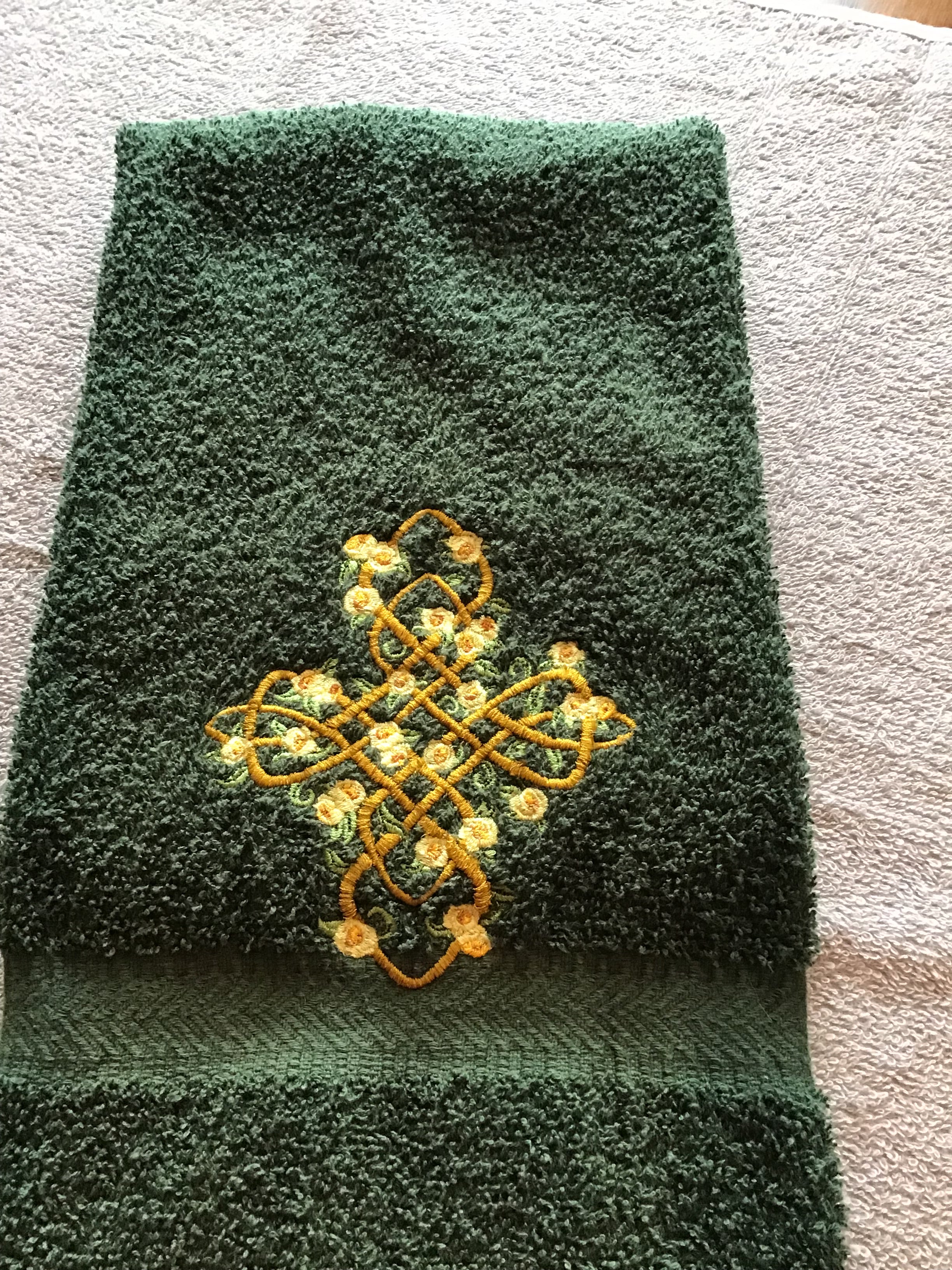 Celtic Roses Cross hand towel