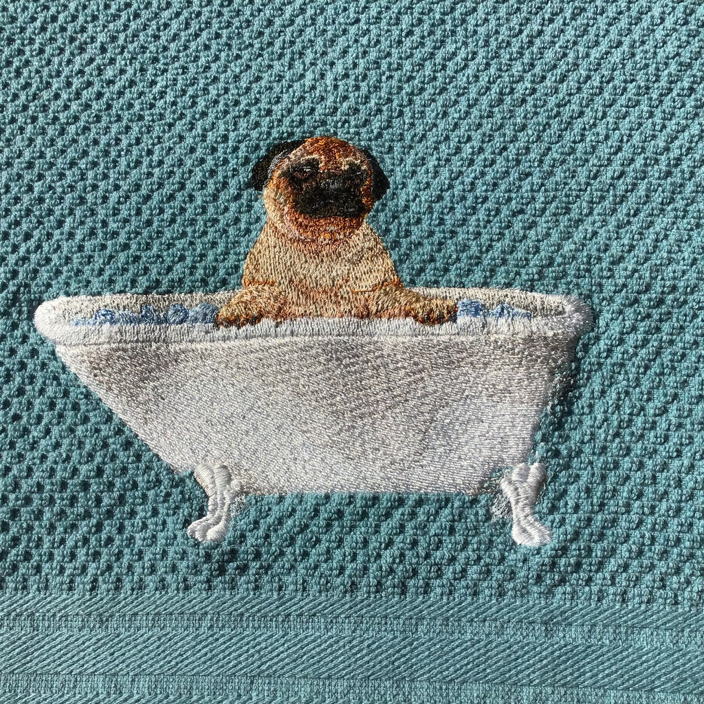 Pug in Tub Kitchen Towel