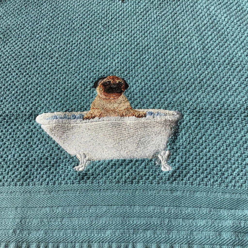 Pug in Tub Kitchen Towel