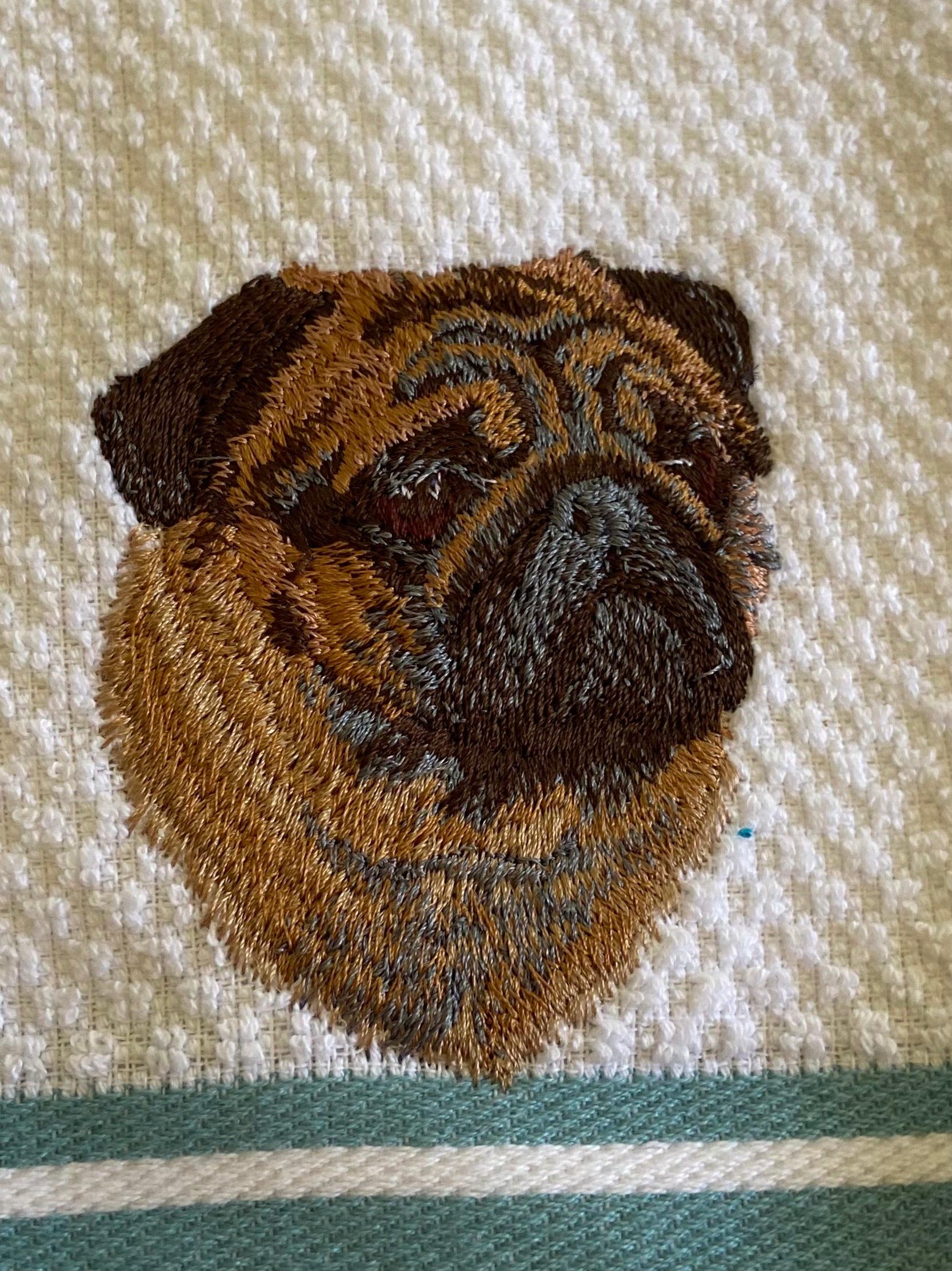 Colorful pug kitchen towel