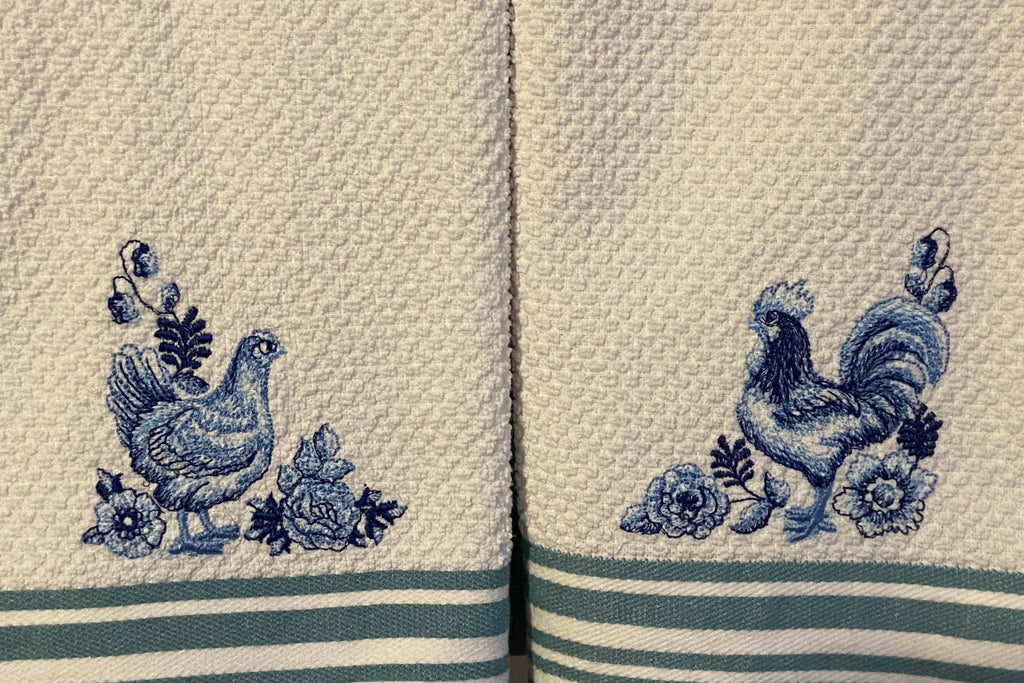 Deft Blue rooster kitchen towel