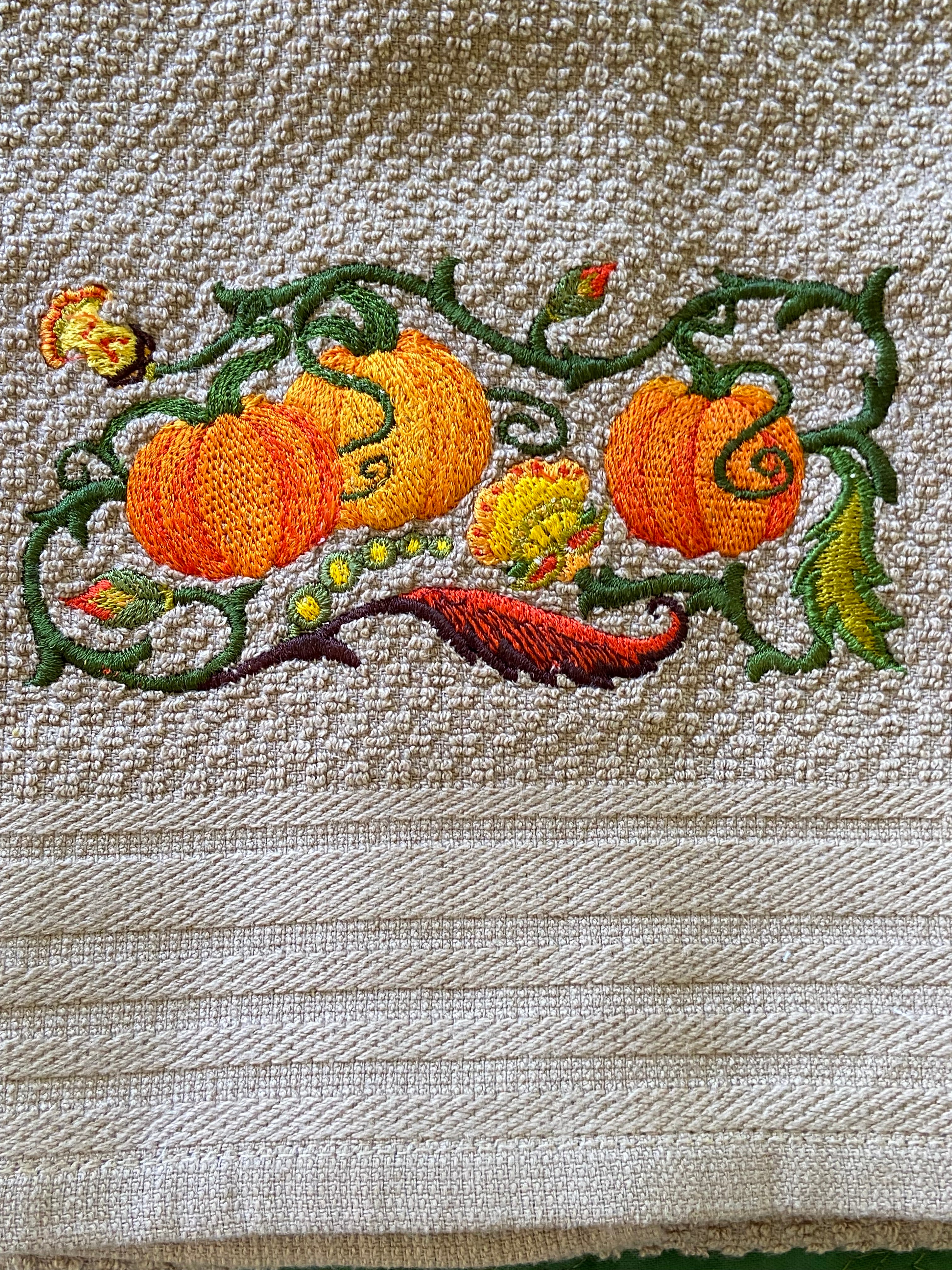Jacobean pumpkins rectangle dish towel