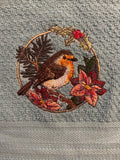 European Robin in Christmas Blooms kitchen towel