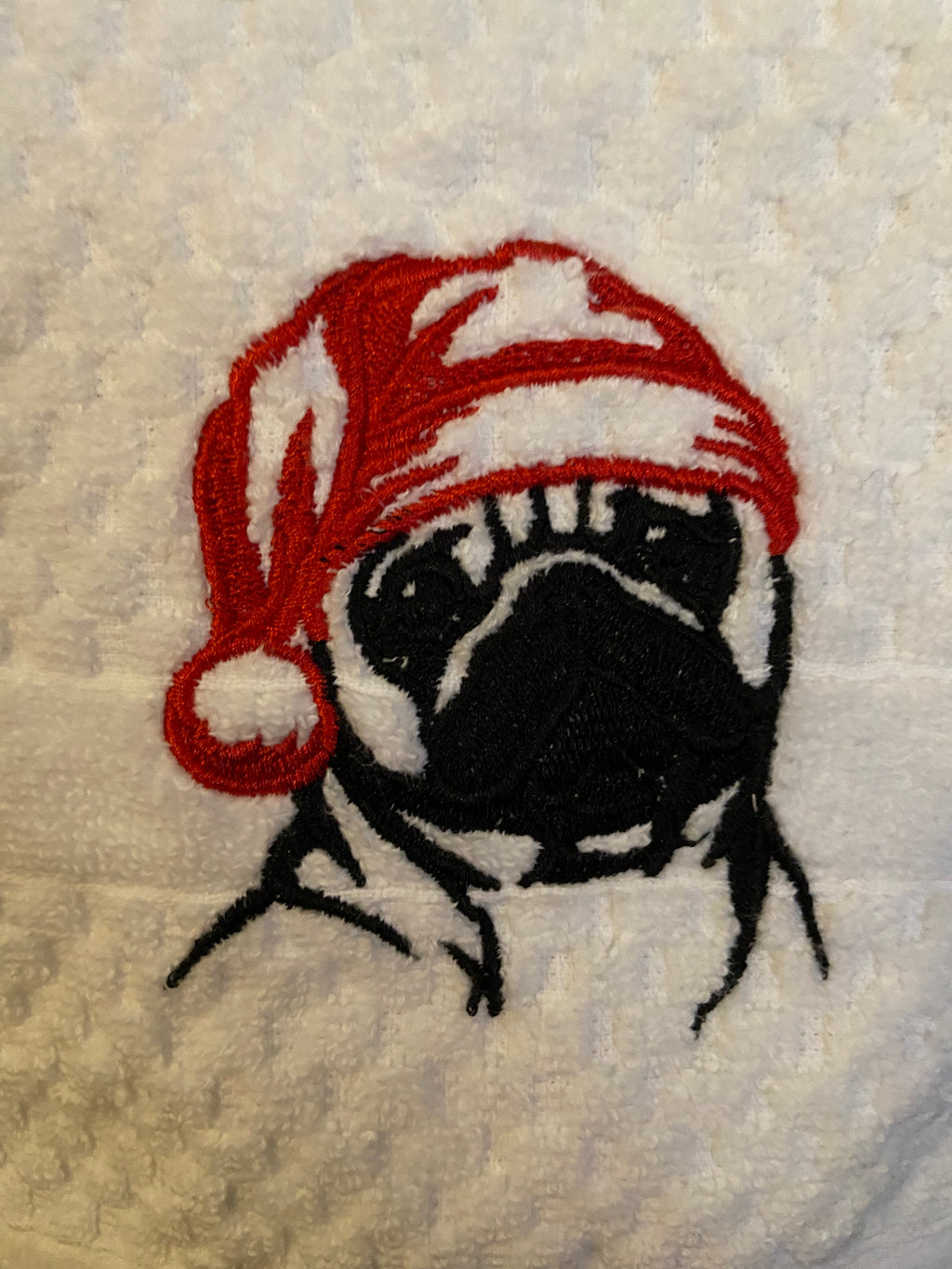 Christmas Pug Hand towel
