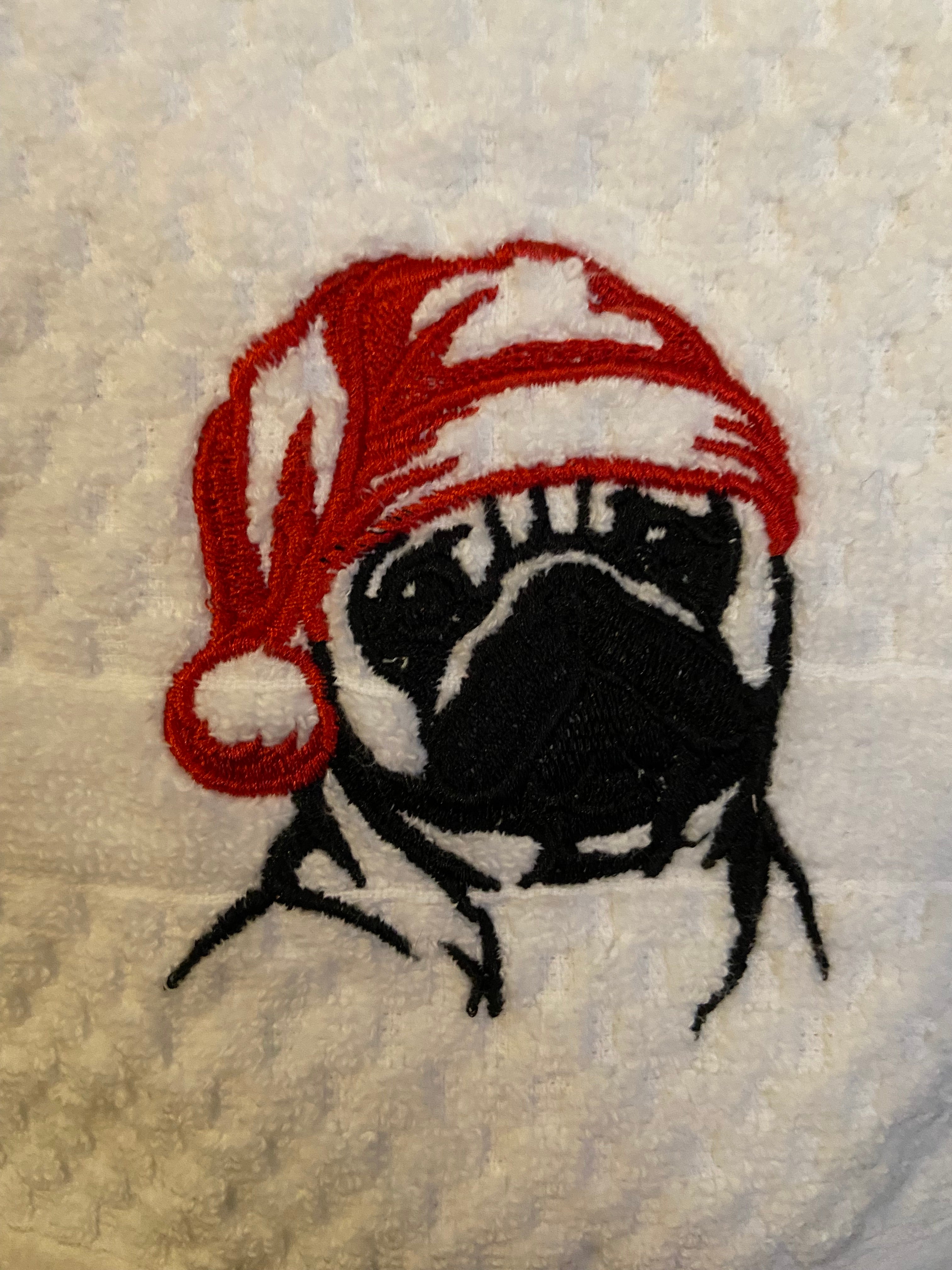 Christmas Pug Hand towel